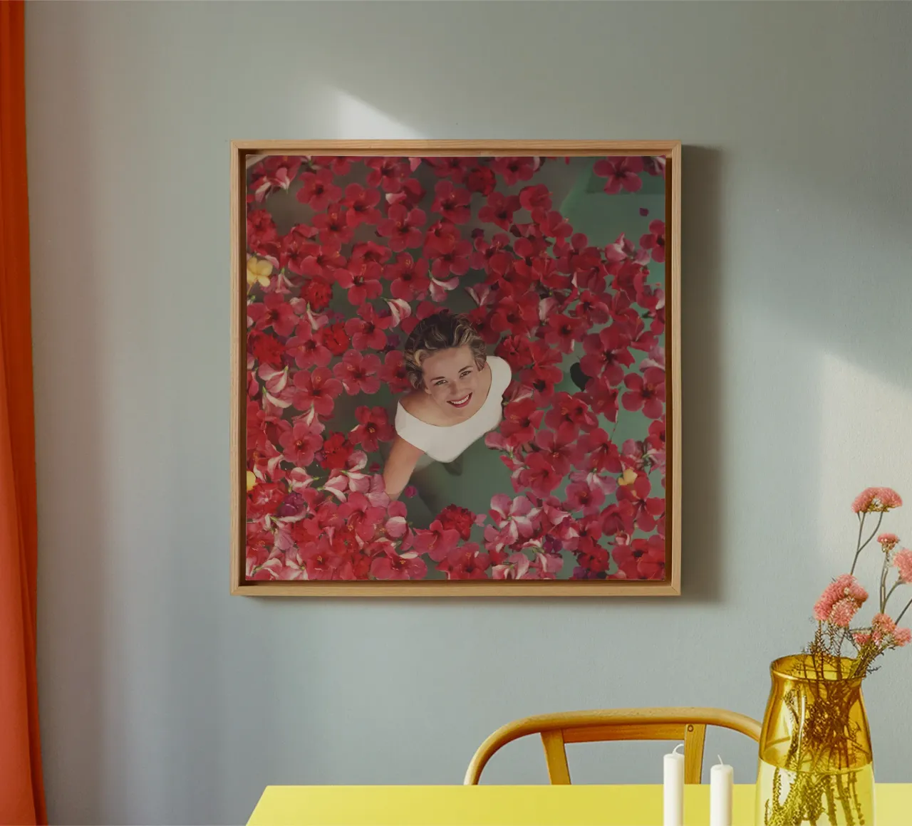 Fiori di ibisco tela con Cornice a cassetta da potosop