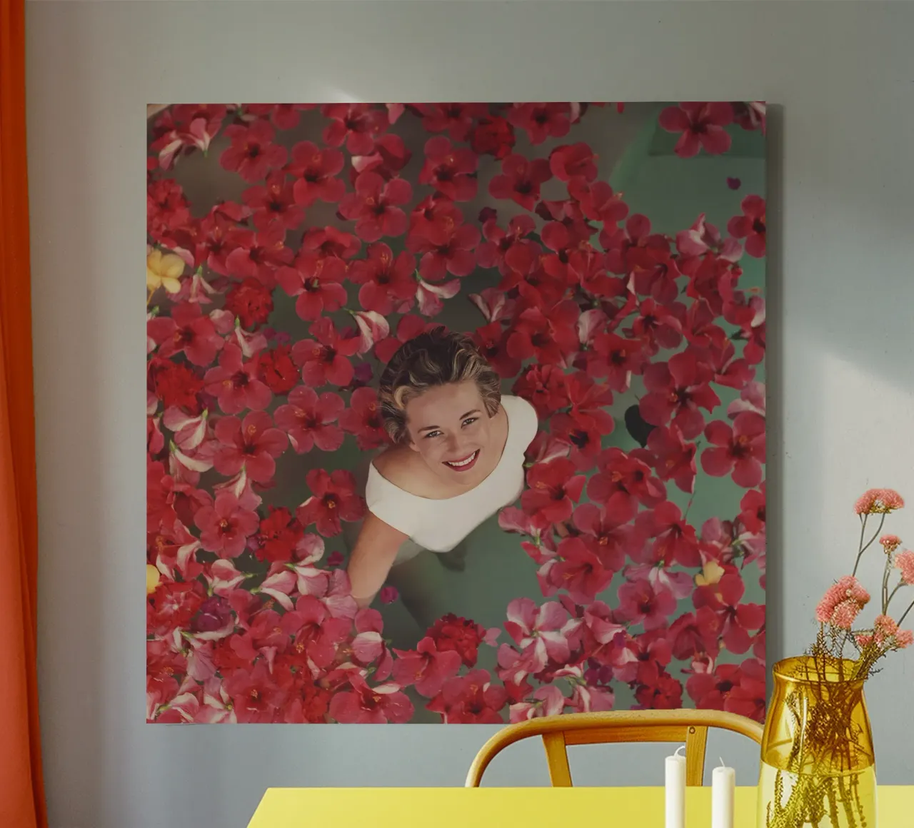 Fiori di ibisco tela con Cornice a cassetta da potosop