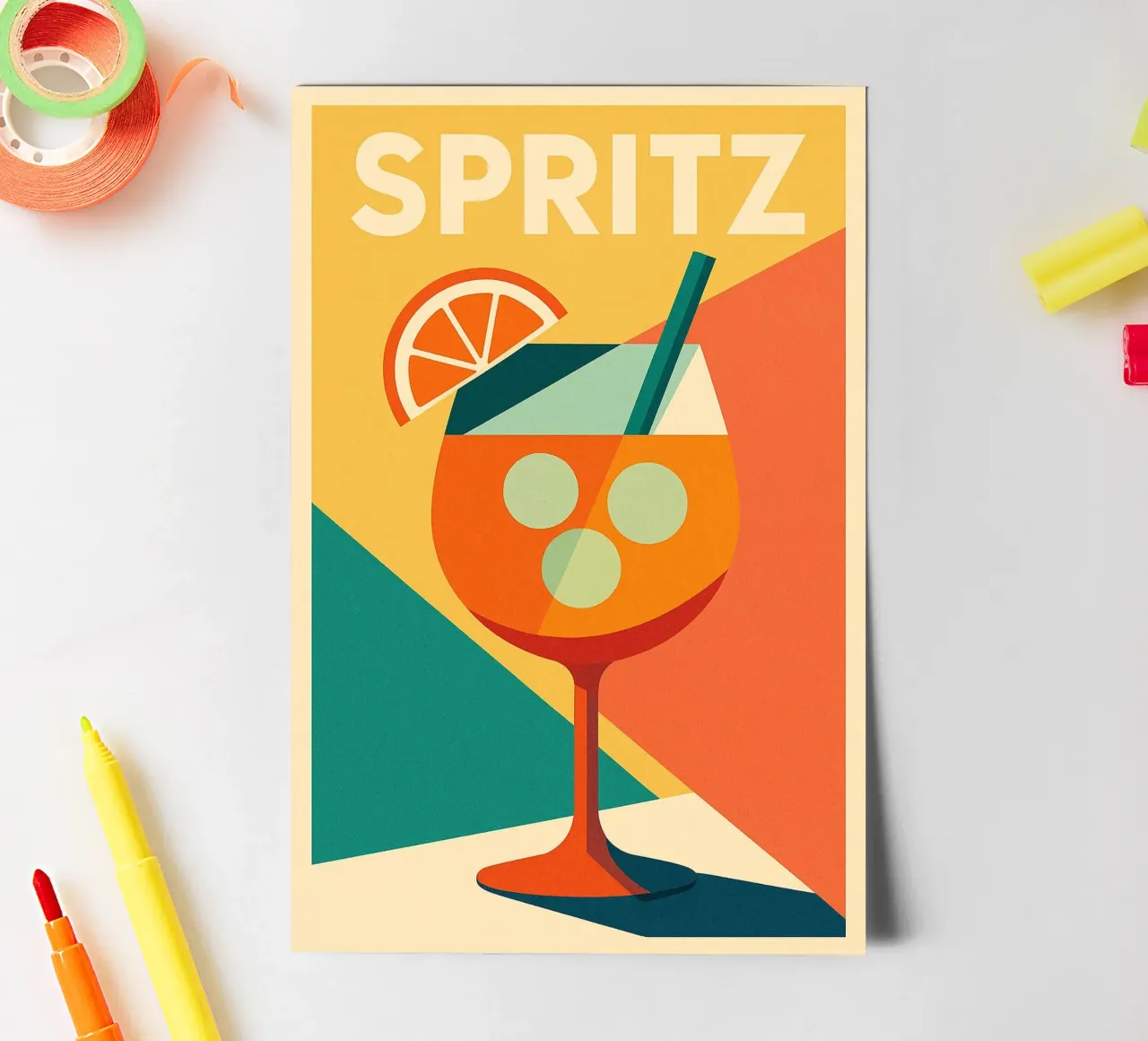 SPRITZ - Der ikonische Aperitif in einer Arty-Version Stickerbogen von Boissons - Affiches & posters - Retro