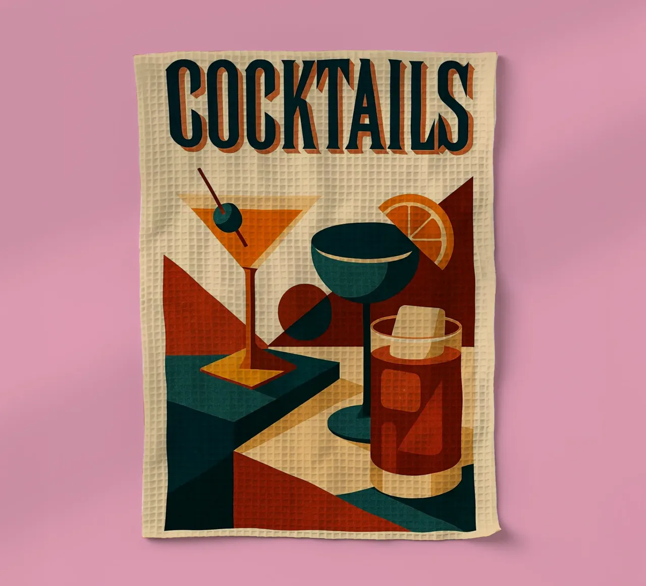 COCKTAILS - Retro mixology tea towel by Boissons - Affiches & posters - Retro
