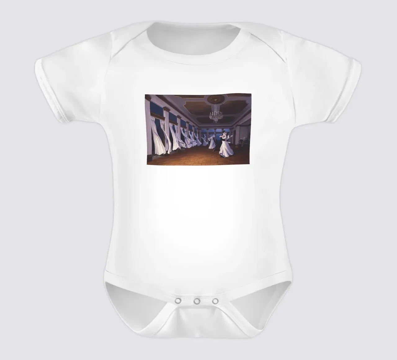 Rob Gonsalves Dancing Wind short-sleeve baby romper by Trudeau Art Galley