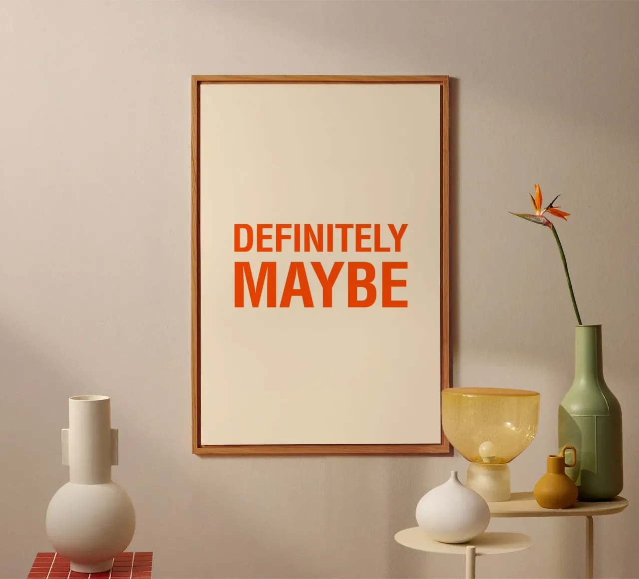 Definitely Maybe - Poster tipografico per gli indecisi con stile alluminio dibond da The Typo Dept.