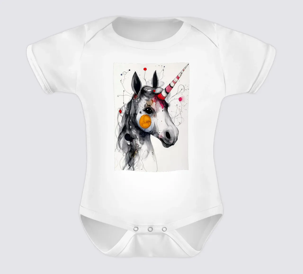 Happy unicorn body neonato maniche corte da Justyna Jaszke JBJart