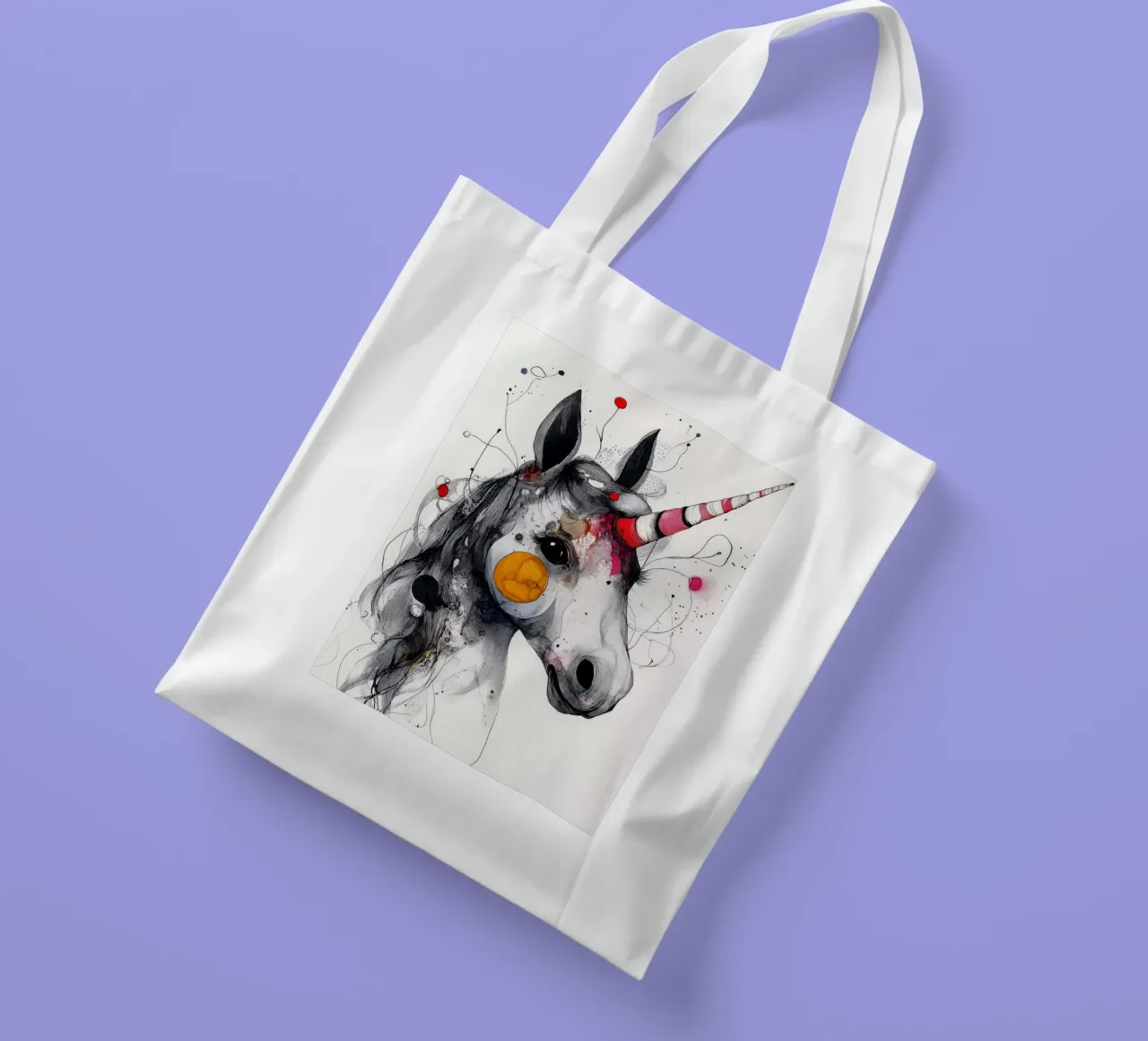 Happy unicorn tote bag by Justyna Jaszke JBJart
