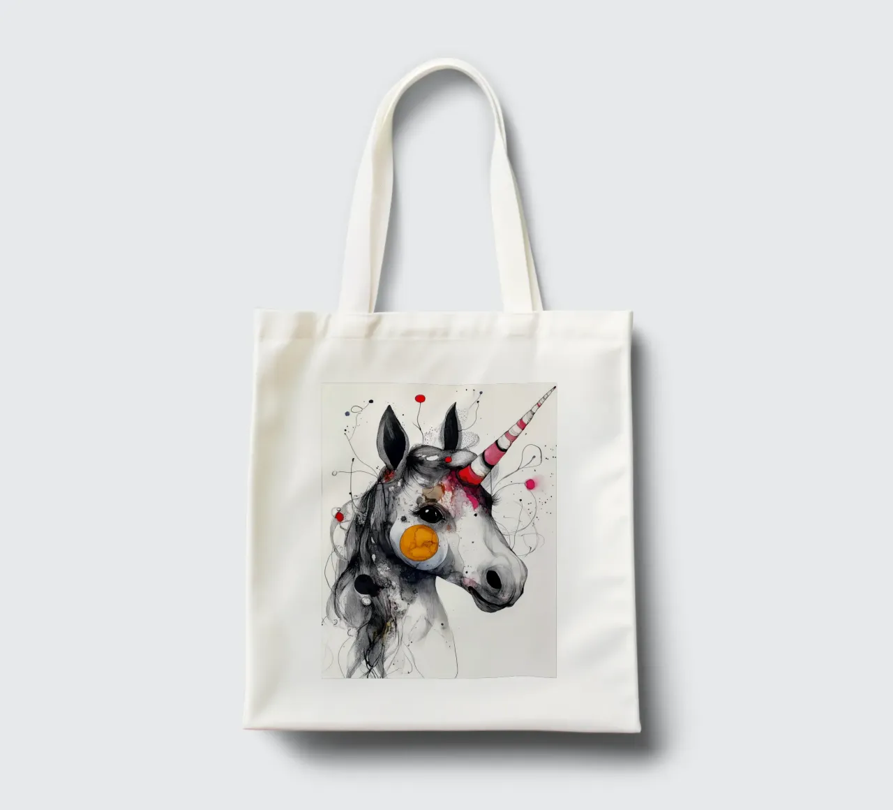 Happy unicorn tote bag by Justyna Jaszke JBJart