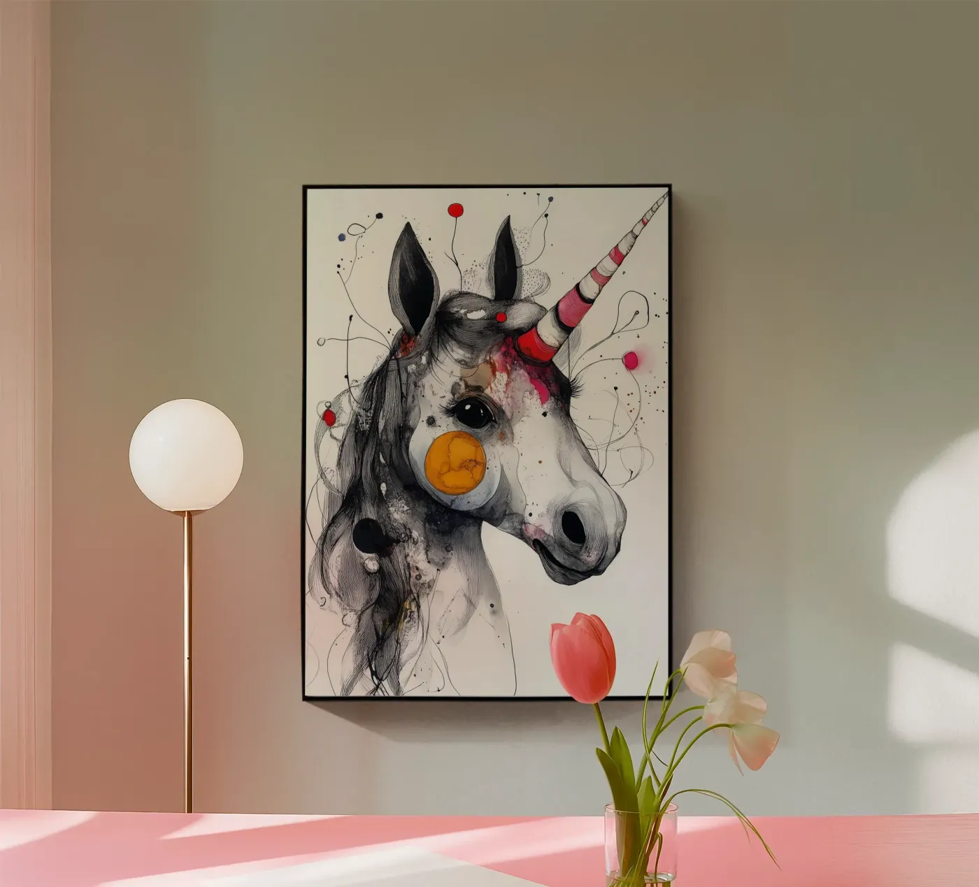 Happy unicorn acrylic glass by Justyna Jaszke JBJart