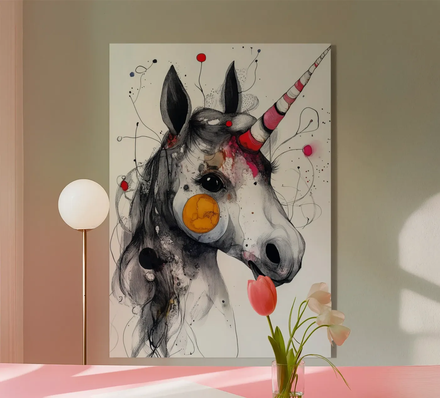 Happy unicorn acrylic glass by Justyna Jaszke JBJart