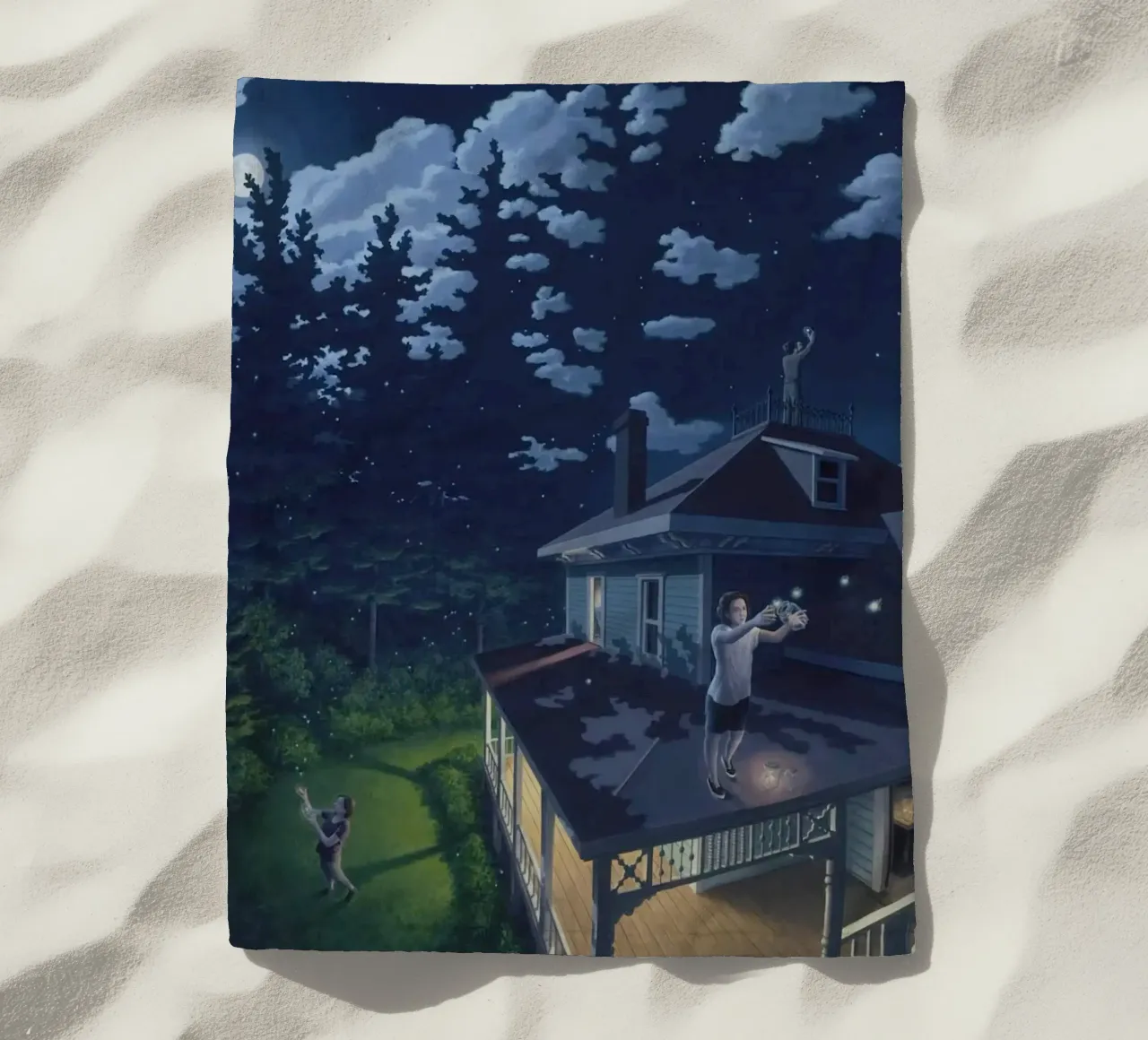 Rob Gonsalves Firefly Constellation beach towel by Trudeau Art Galley