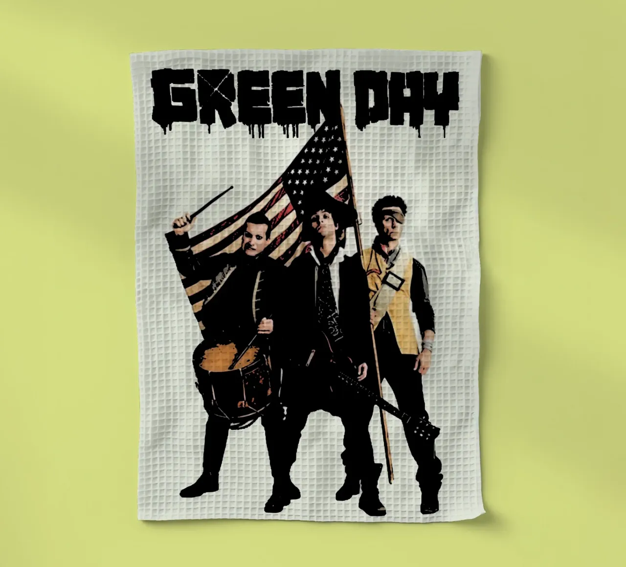 Green Day band music punk 8 Art tea towel by music soul