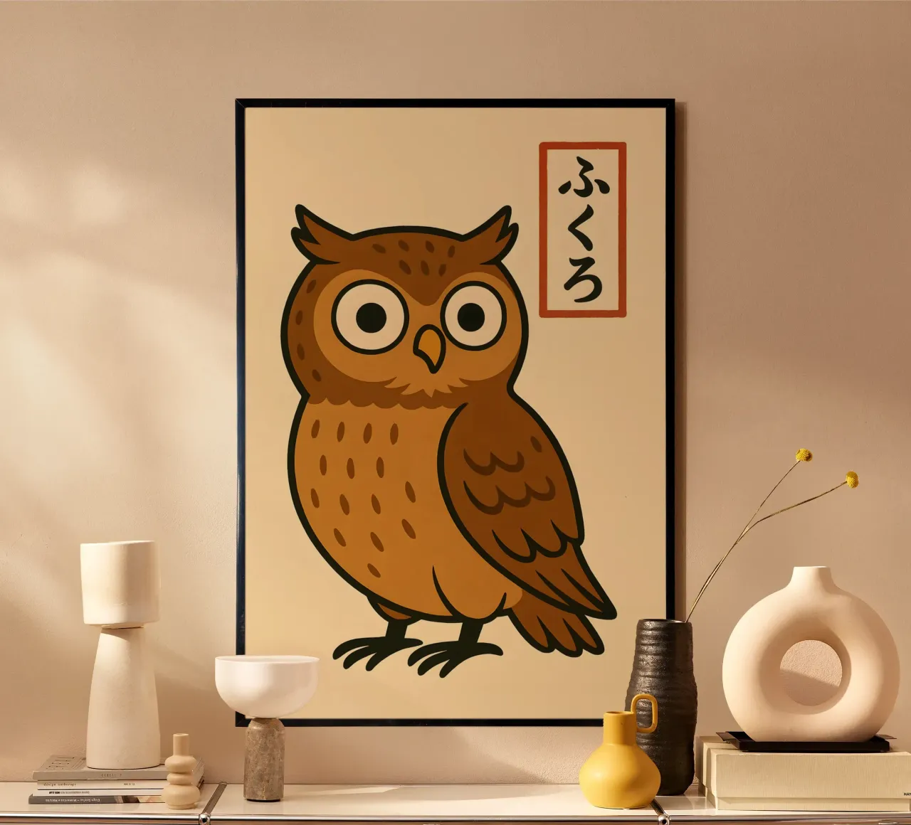 Gufo saggio - Stampa animale minimalista giapponese carta hahnemühle da LittleMieschiefs
