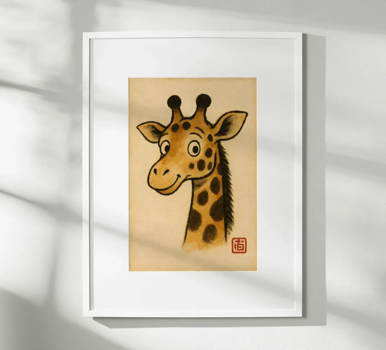 Giraffa sorridente - Stampa animale a inchiostro giapponese carta hahnemühle da LittleMieschiefs