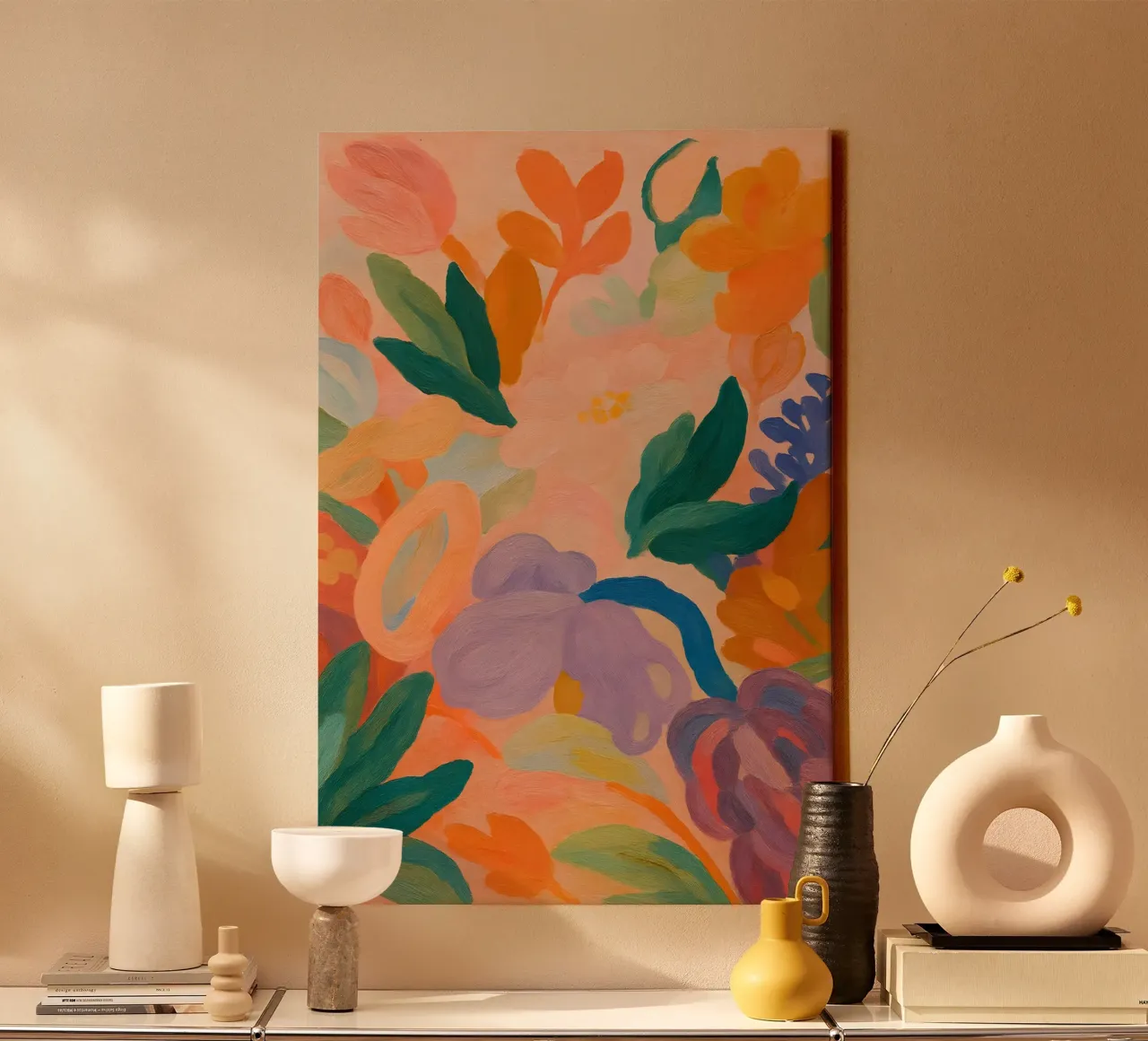 Soft Bloom Flow – Abstract Botanical Color Burst tela da Creative.Mind