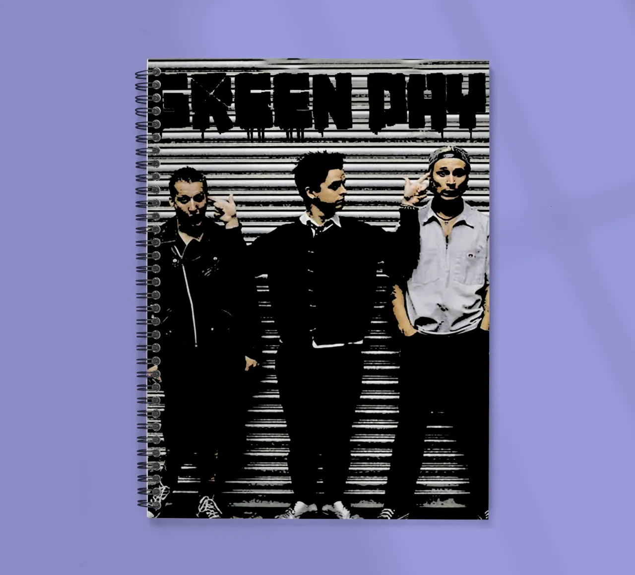 Green Day band music 5 Art spiral notebook by music soul