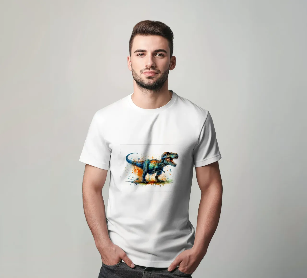 Dipinto colorato ad acquerello del Tyrannosaurus Rex t-shirt da 🥝 KIWI STORE