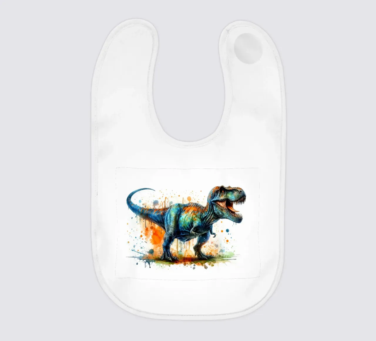Dipinto colorato ad acquerello del Tyrannosaurus Rex bavaglino da 🥝 KIWI STORE