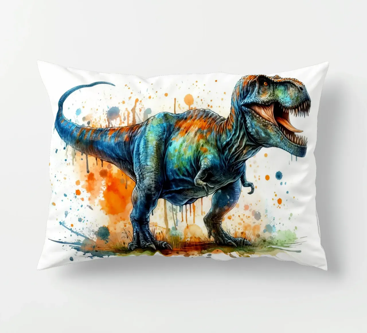 Dipinto colorato ad acquerello del Tyrannosaurus Rex cuscino da 🥝 KIWI STORE