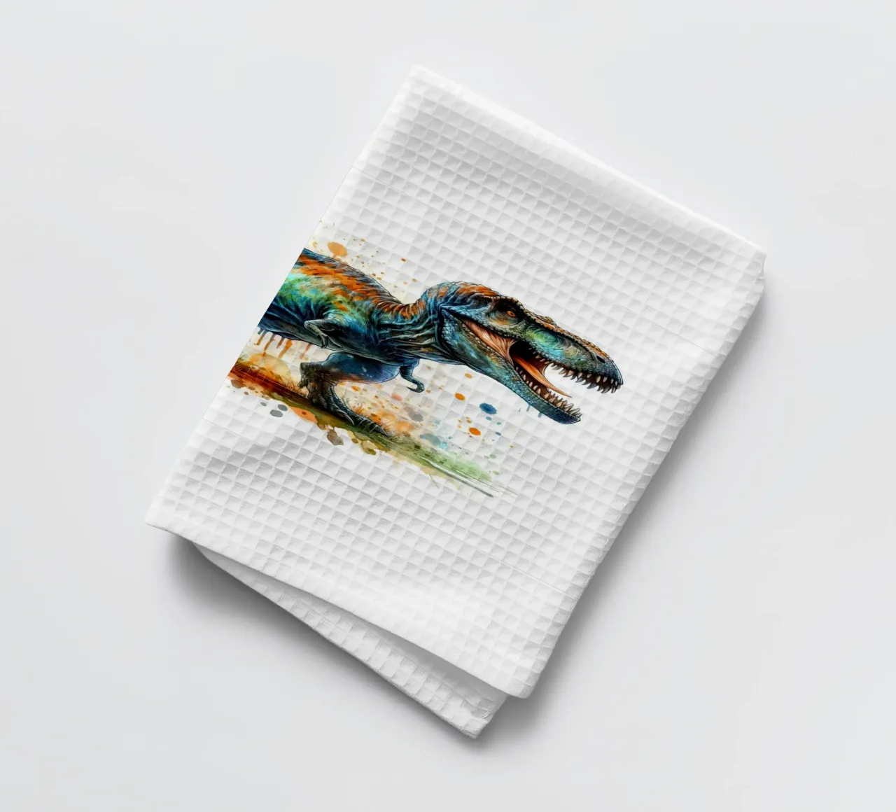 Dipinto colorato ad acquerello del Tyrannosaurus Rex canovaccio da cucina da 🥝 KIWI STORE