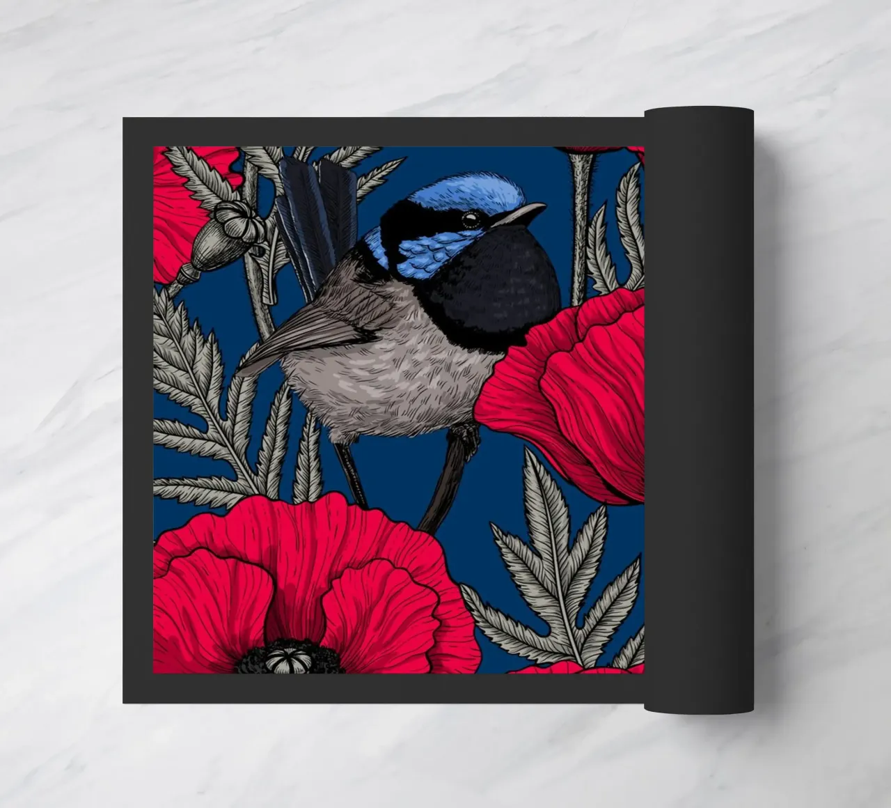 Scriccioli e papaveri rossi zerbino da Painted Nature
