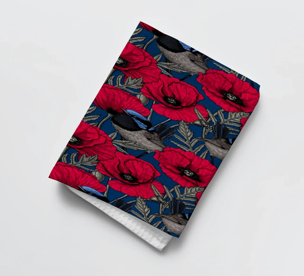 Troglodytes et coquelicots rouges torchon de Painted Nature