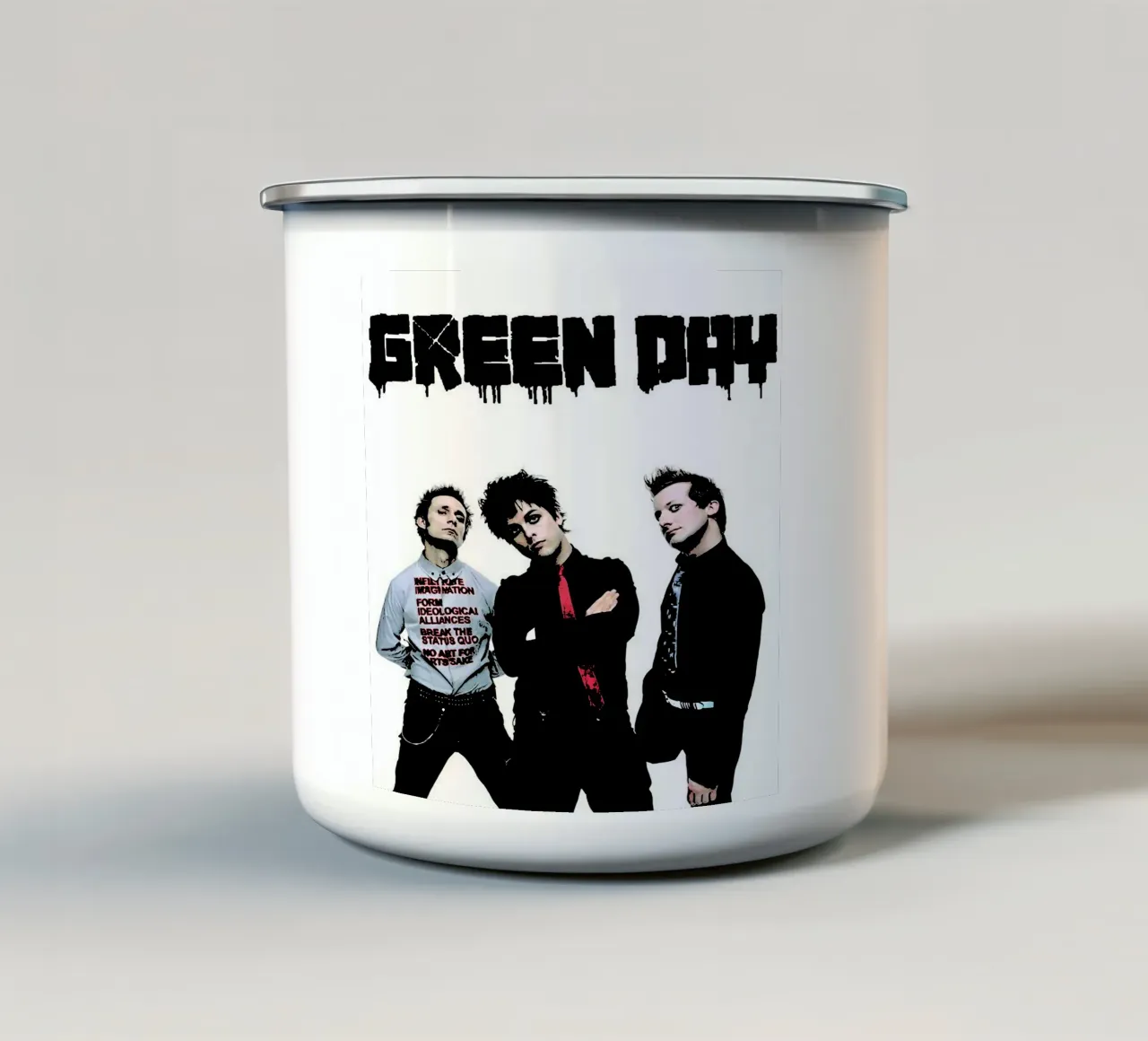 Green Day band music punk 3 Art enamel mug by music soul