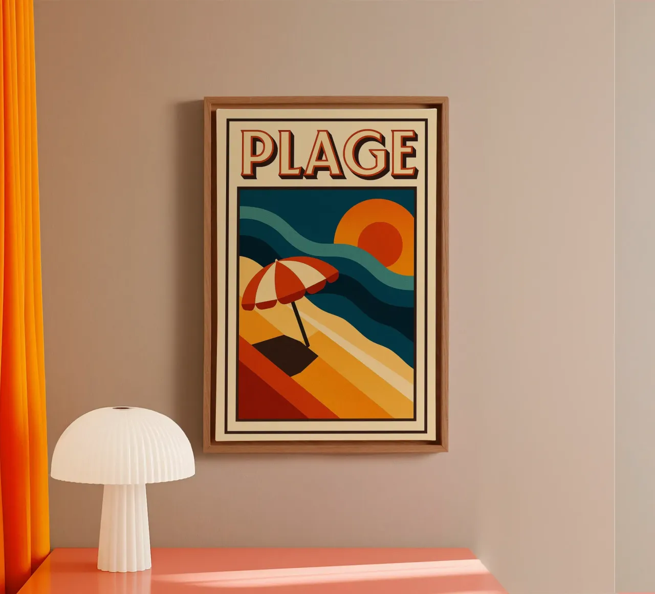 BEACH - The sun as a promise of escape canvas with Floater frame by JETLAG | affiches voyage