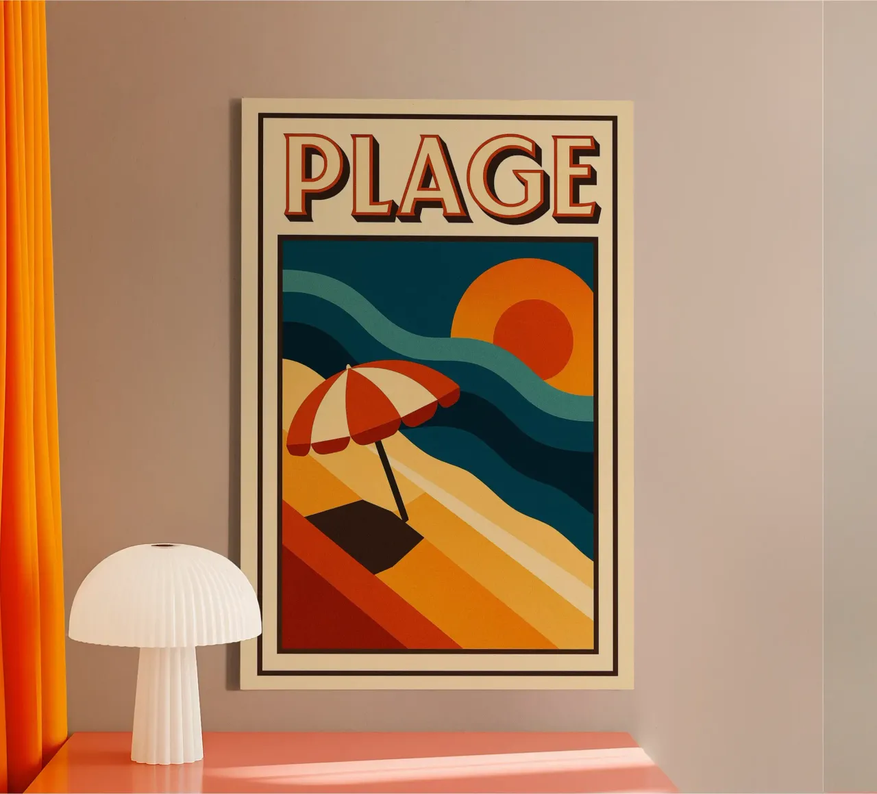 BEACH - The sun as a promise of escape canvas with Floater frame by JETLAG | affiches voyage