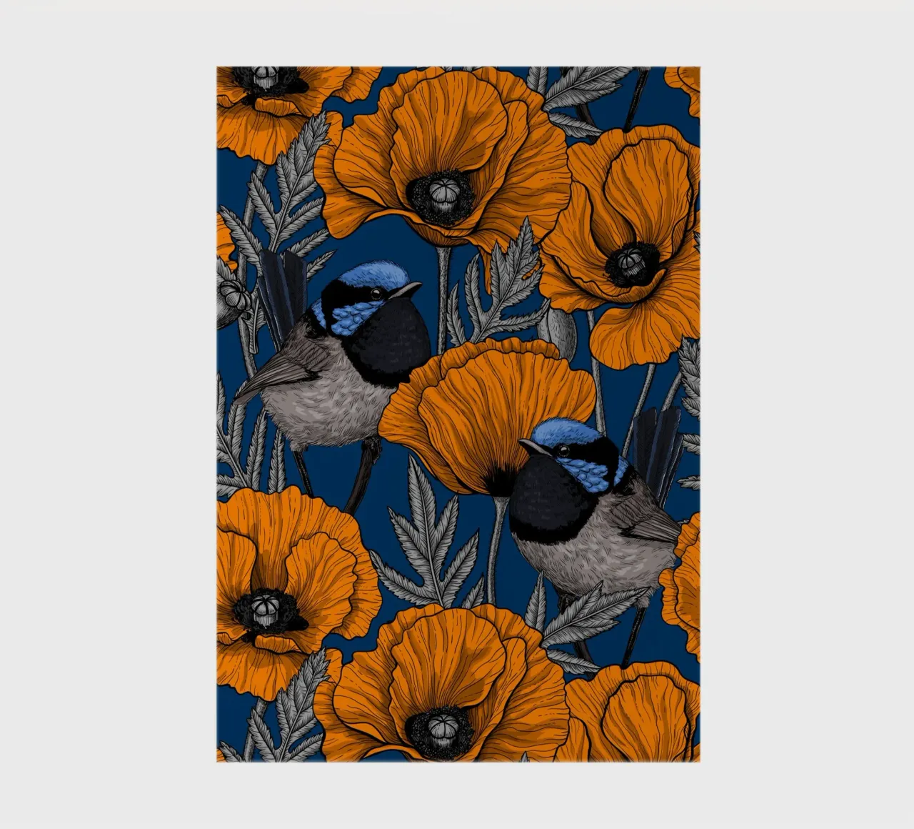 Troglodytes et pavots oranges carnet de notes de Painted Nature