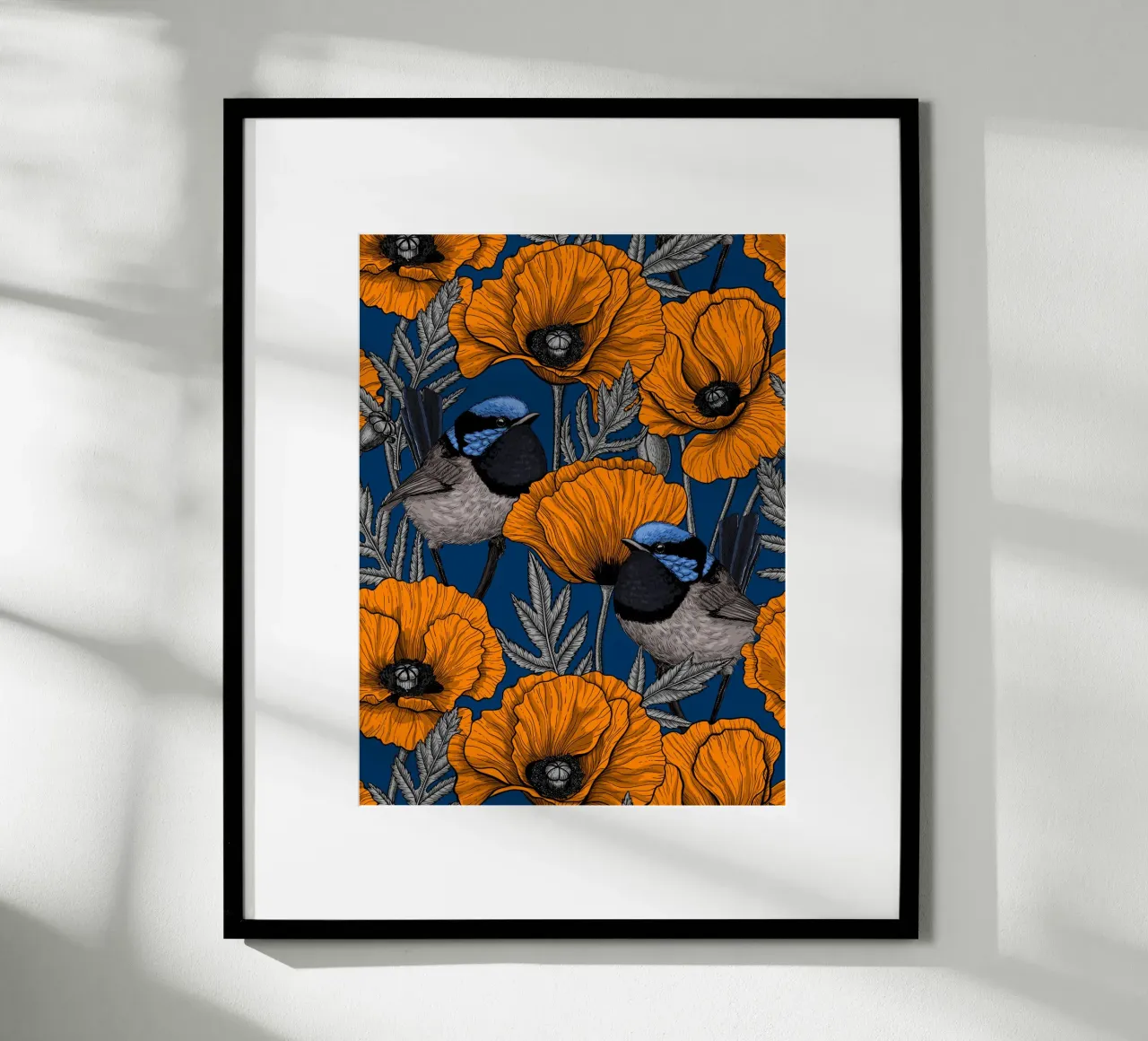 Troglodytes et pavots oranges hahnemühle de Painted Nature