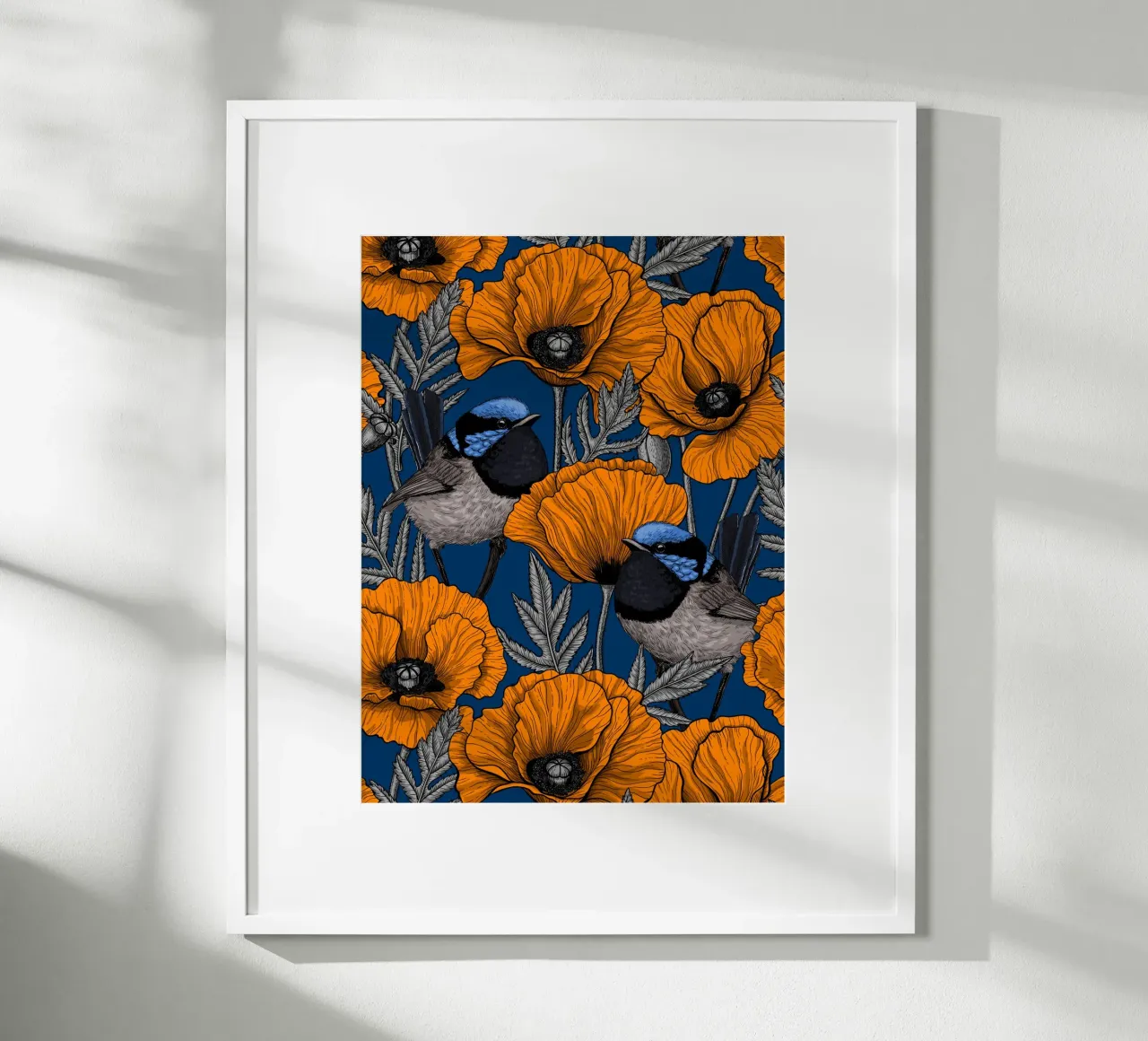 Troglodytes et pavots oranges hahnemühle de Painted Nature