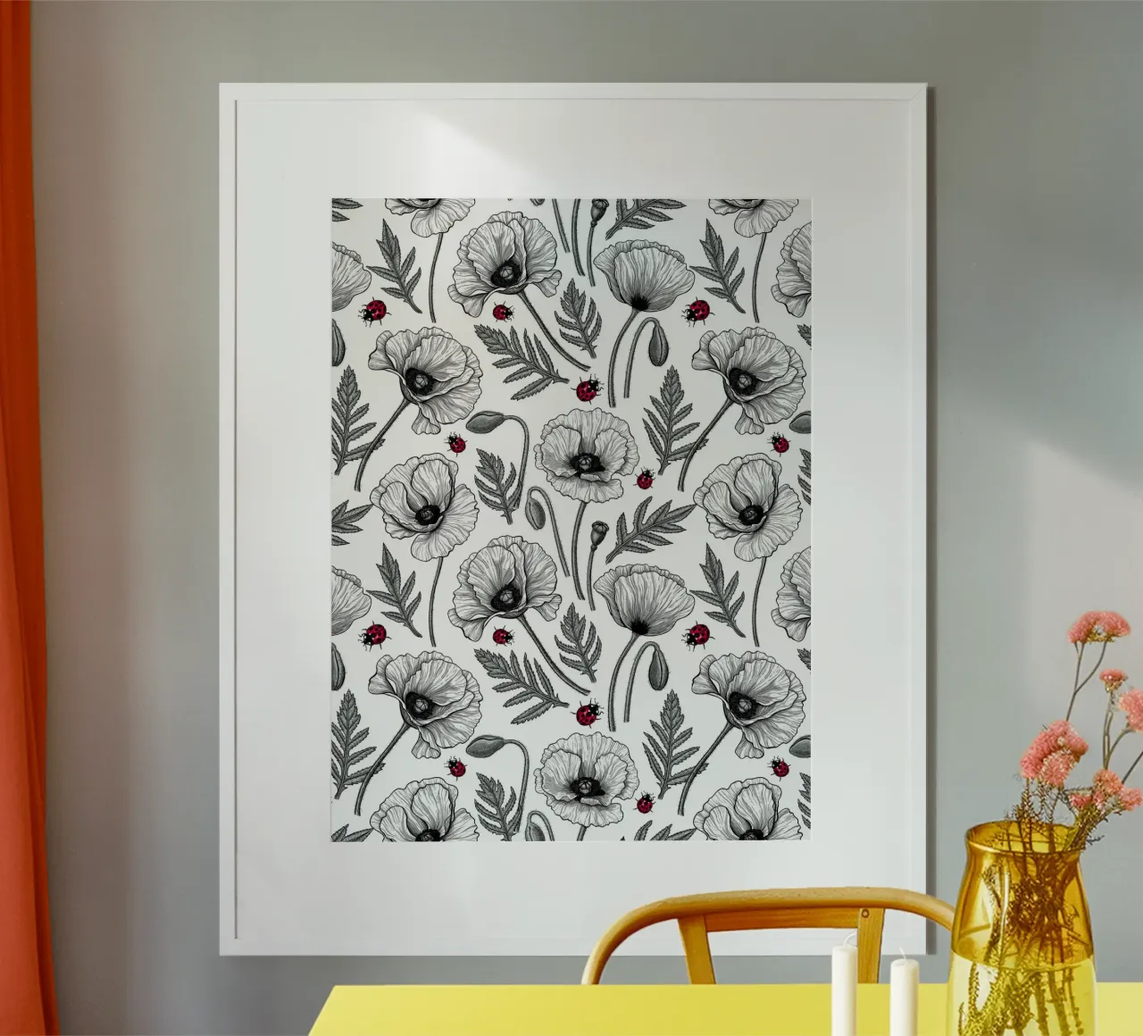 Papaveri bianchi e coccinelle poster da Painted Nature
