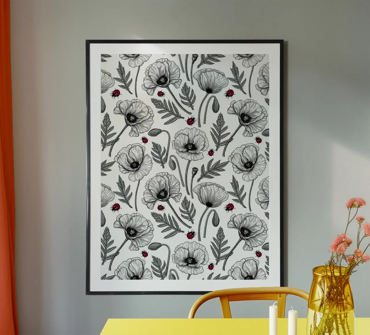 Papaveri bianchi e coccinelle poster da Painted Nature
