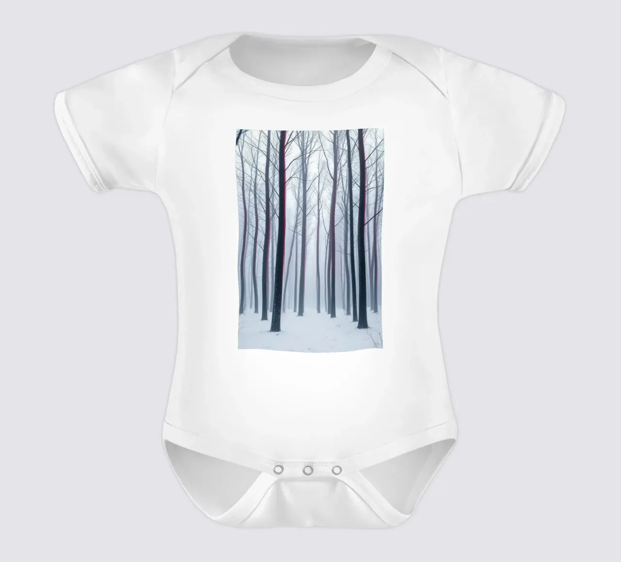 Das Flüstern der Umarmung des Winters: Ein mystischer Waldpfad durch Kurzarm Babybody von Artistic-shop