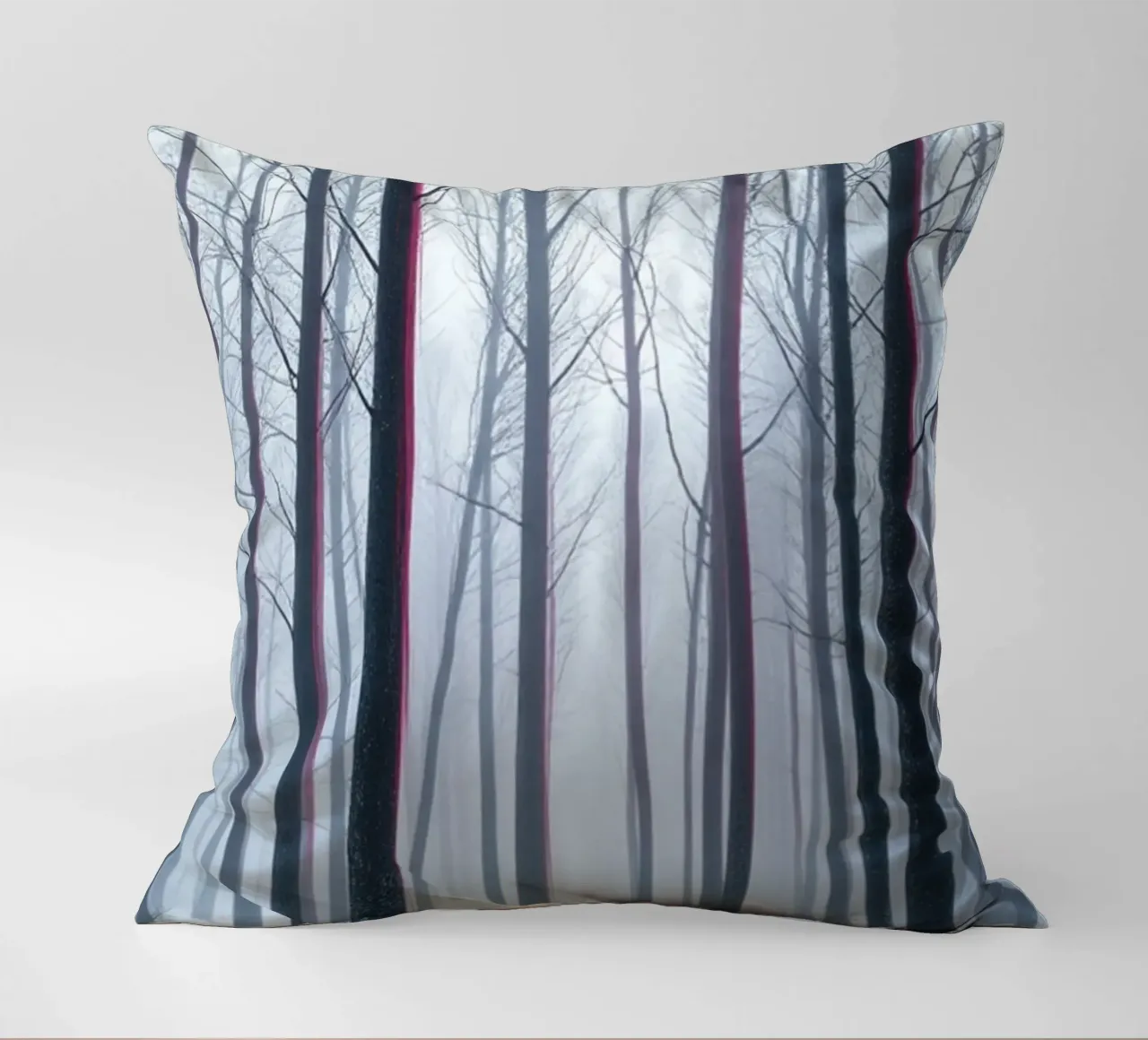 Whispers of Winter's Embrace: A Mystical Forest Path Through decorative cushion by Artistic-shop