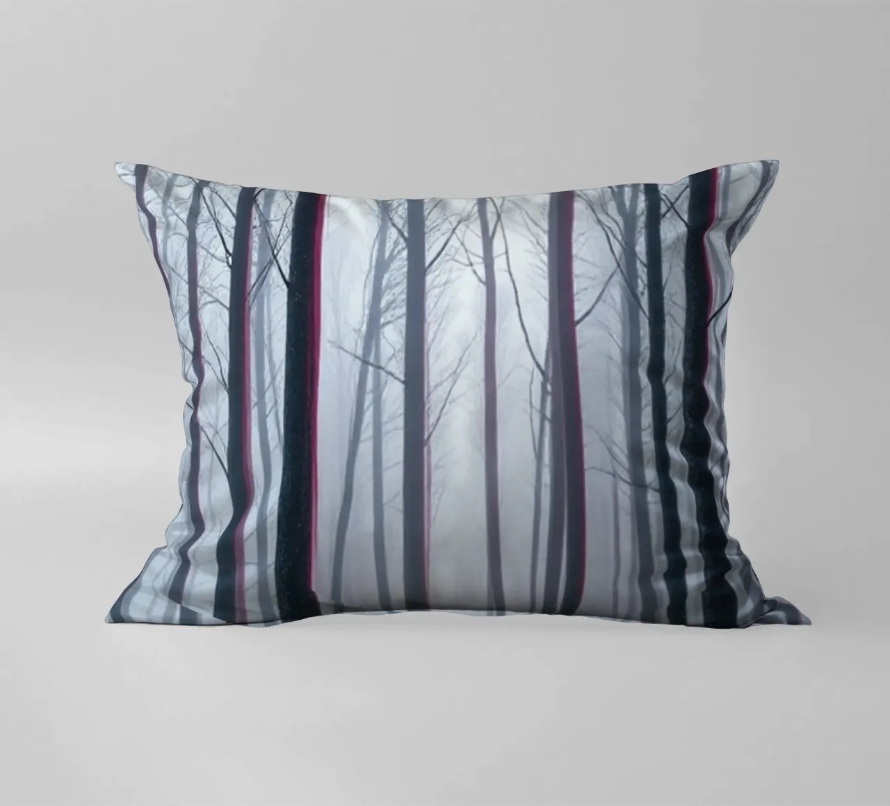 Whispers of Winter's Embrace: A Mystical Forest Path Through decorative cushion by Artistic-shop