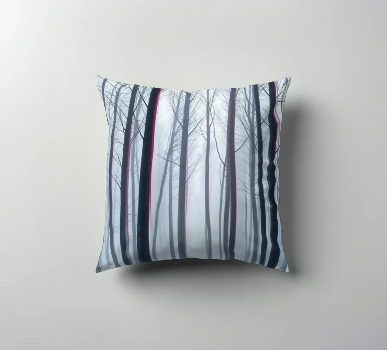 Whispers of Winter's Embrace: A Mystical Forest Path Through decorative cushion by Artistic-shop