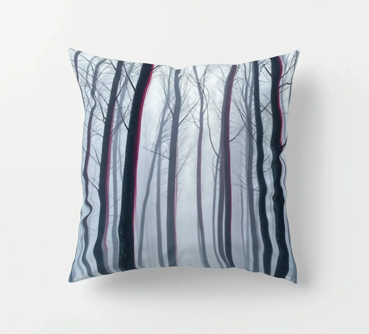 Whispers of Winter's Embrace: A Mystical Forest Path Through decorative cushion by Artistic-shop