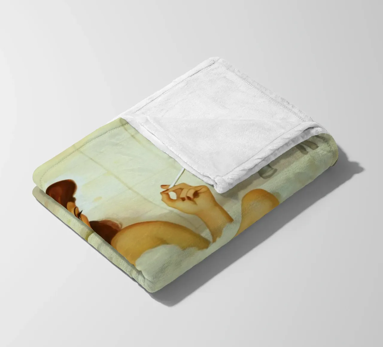Vintage Pinup Girl in Bubble Bath with Wine and Cigarette fleece blanket by Hecate Pim Designs