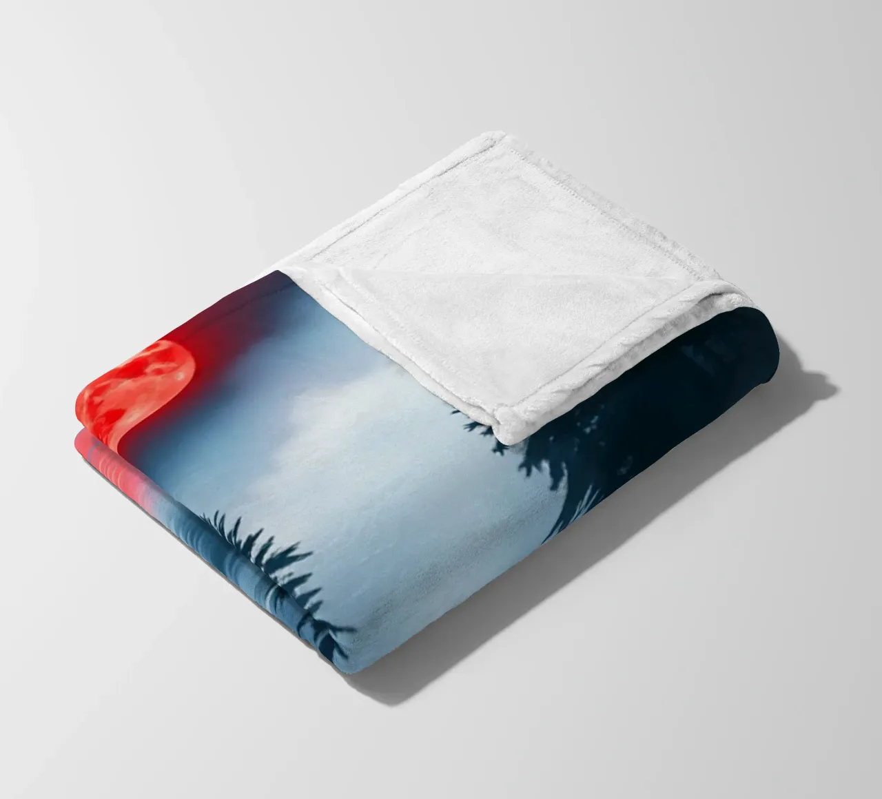 A Mystical Forest Lake Under the Blood Moon's Enchanting Glo fleece blanket by Artistic-shop
