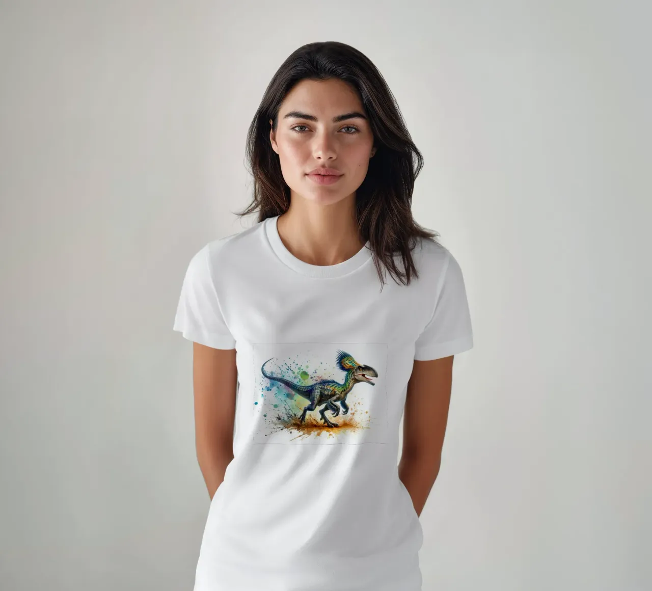 Dinosauro colorato con schizzi di vernice t-shirt da 🥝 KIWI STORE