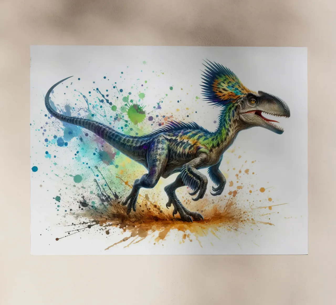 Dinosauro colorato con schizzi di vernice pellicola backlit da 🥝 KIWI STORE