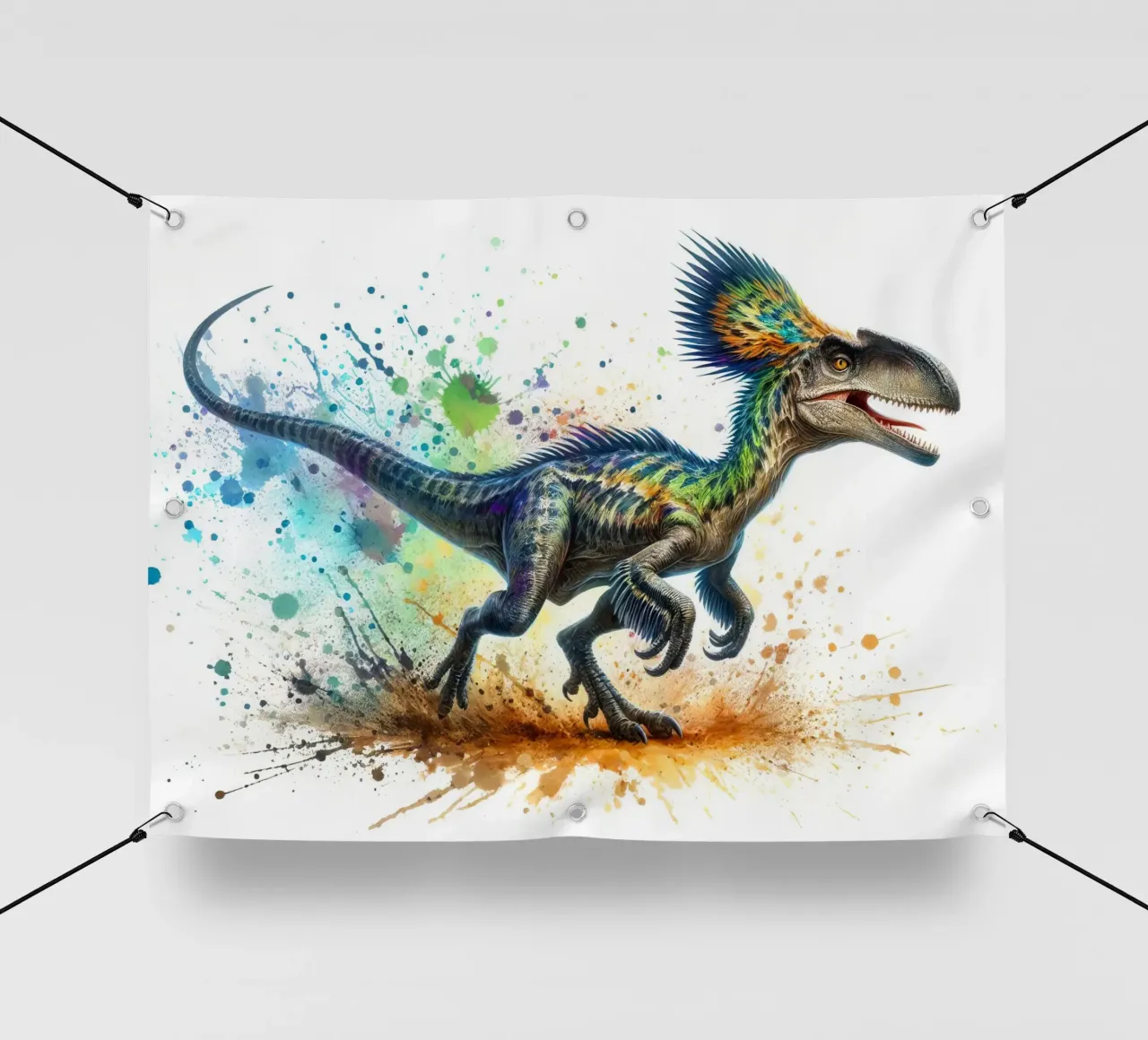 Dinosauro colorato con schizzi di vernice telo in pvc da 🥝 KIWI STORE