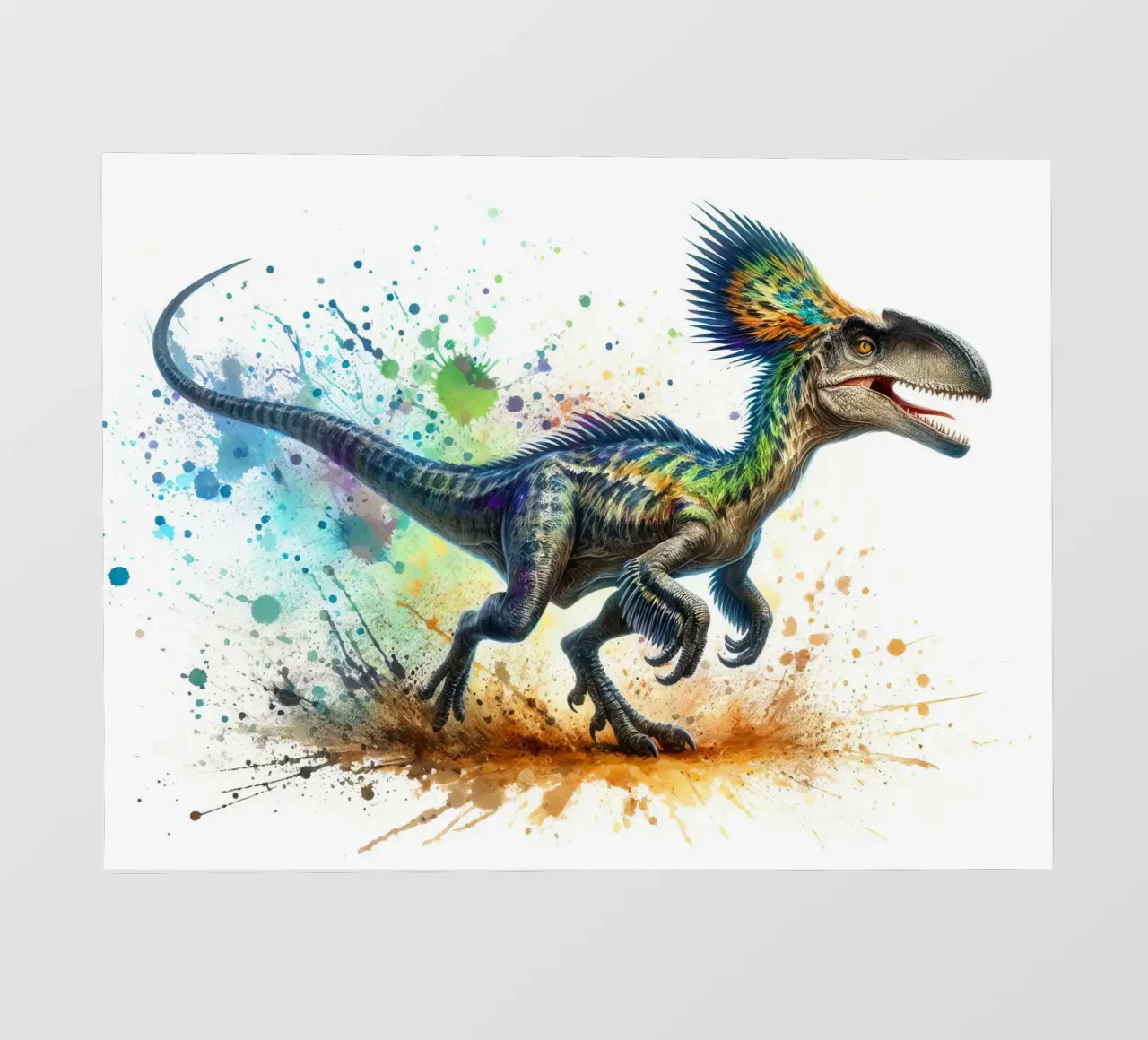 Dinosauro colorato con schizzi di vernice telo in pvc da 🥝 KIWI STORE