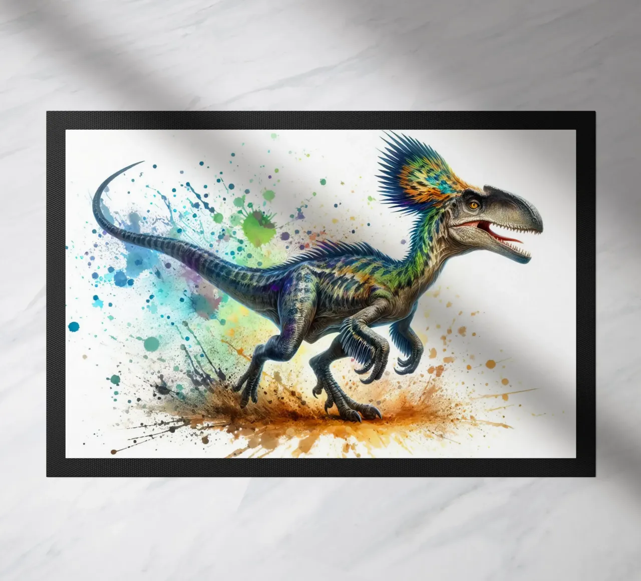 Dinosauro colorato con schizzi di vernice zerbino da 🥝 KIWI STORE