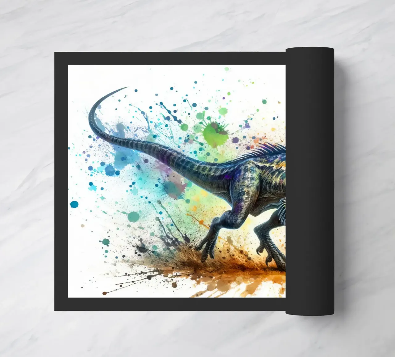 Dinosauro colorato con schizzi di vernice zerbino da 🥝 KIWI STORE