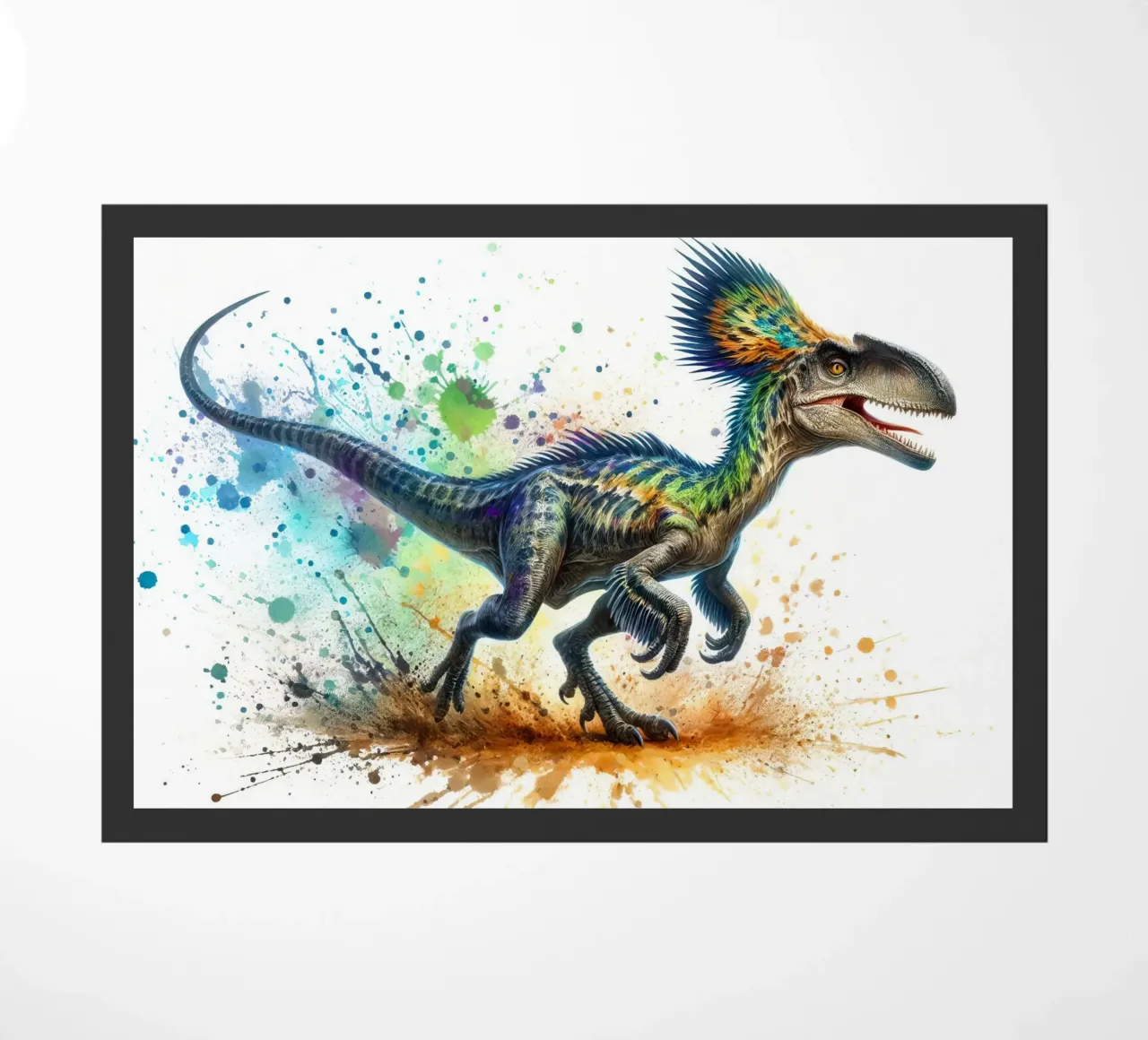 Dinosauro colorato con schizzi di vernice zerbino da 🥝 KIWI STORE