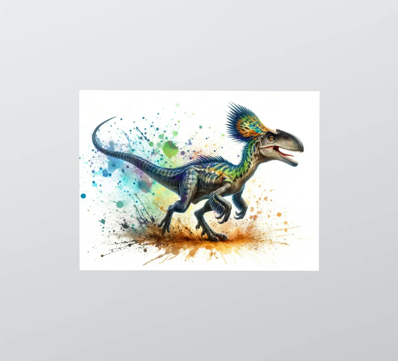 Colorful Dinosaur with Paint Splatters sticker by 🥝 KIWI STORE