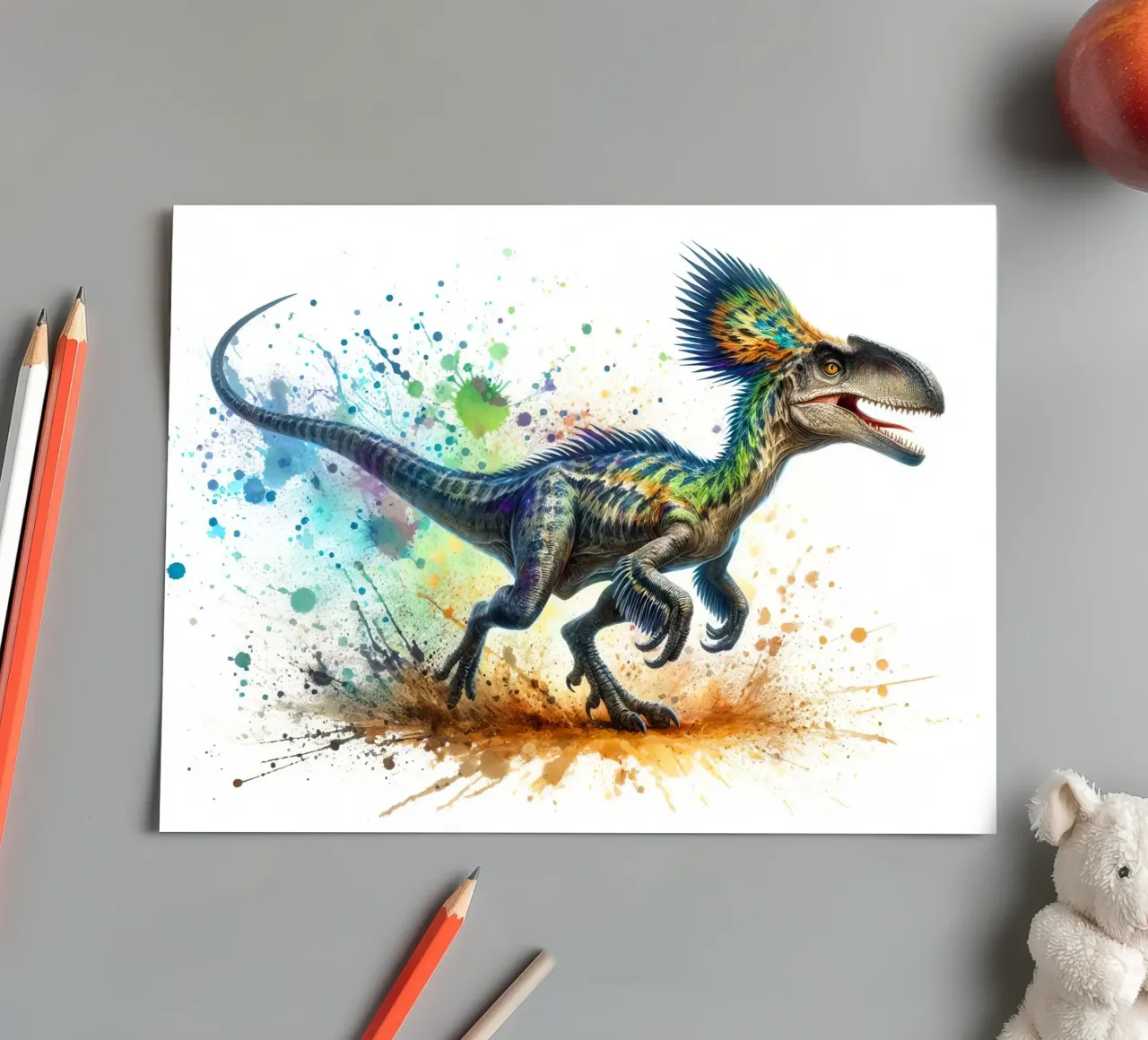 Dinosaurio de colores con salpicaduras de pintura pack de pegatina de 🥝 KIWI STORE