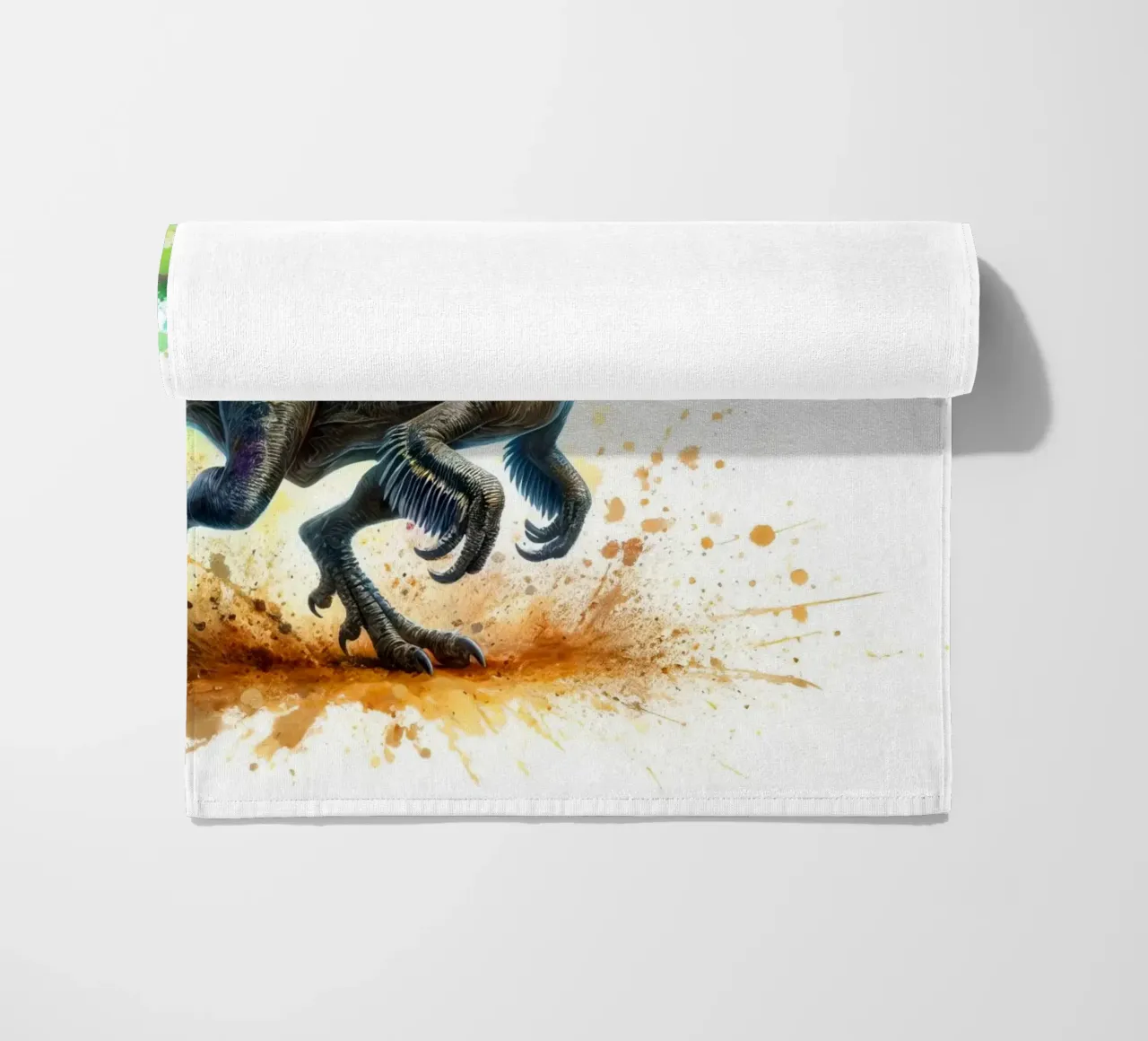 Dinosauro colorato con schizzi di vernice telo mare da 🥝 KIWI STORE