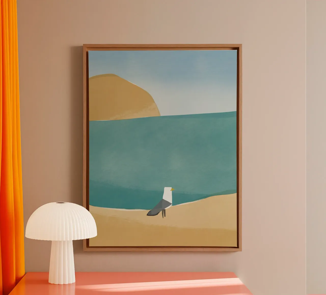 Zeemeeuw openhartig canvas met Baklijst van Little Dean