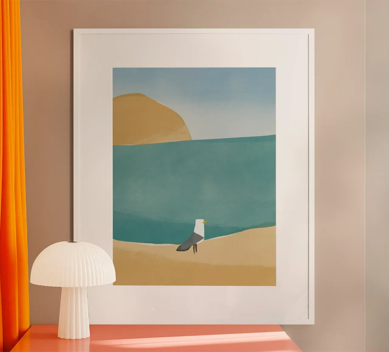 Zeemeeuw openhartig poster met kunststof frame van Little Dean
